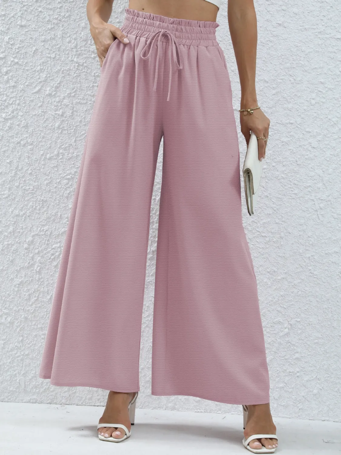 High Waist Wide Leg Pants with Pockets