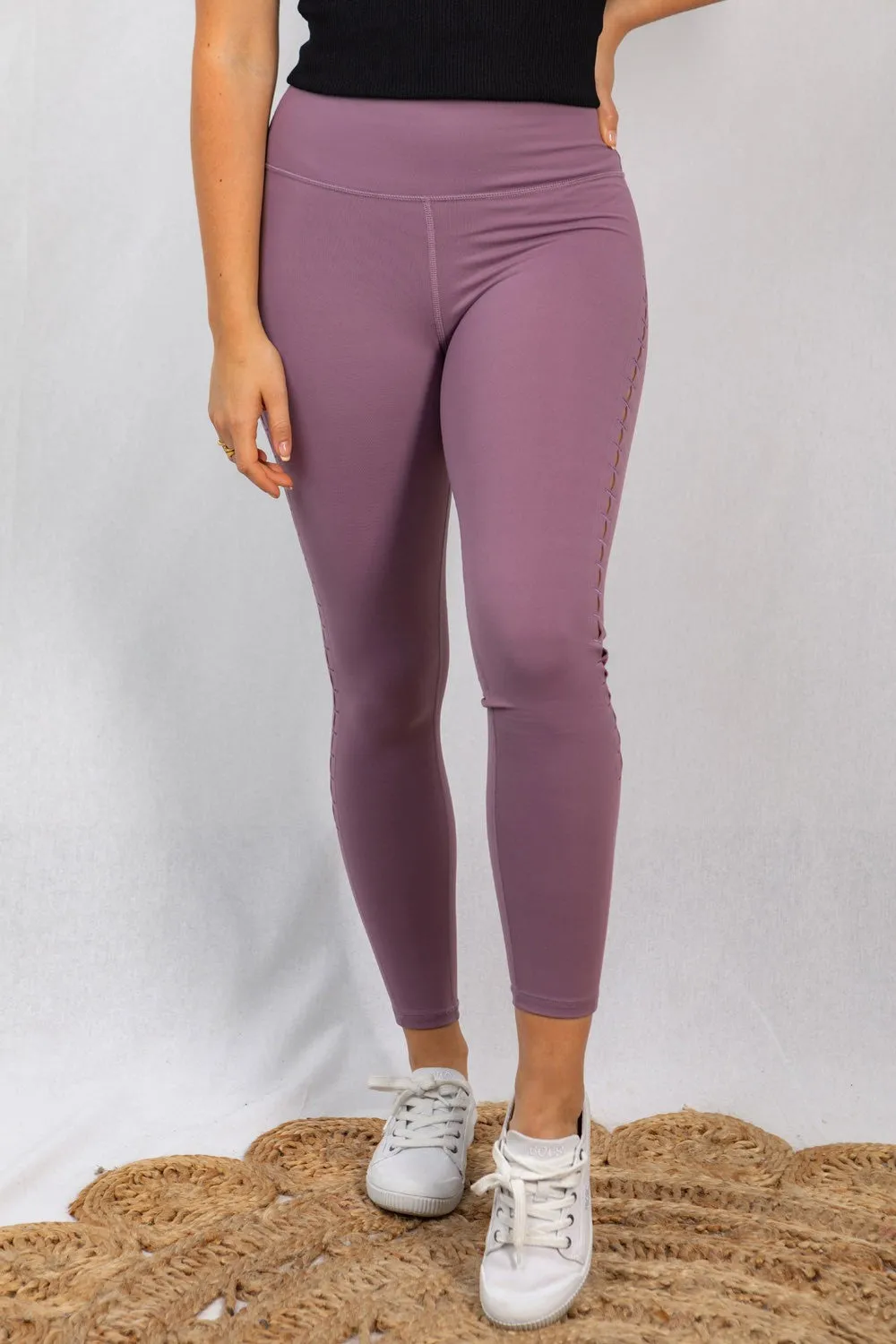 High Waisted Solid Knit Side Stitched Leggings **DEAL- COUPON EXCLUDED