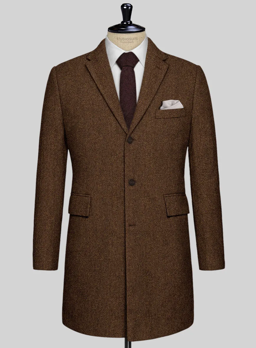 Highlander Coca Brown Tweed Overcoat