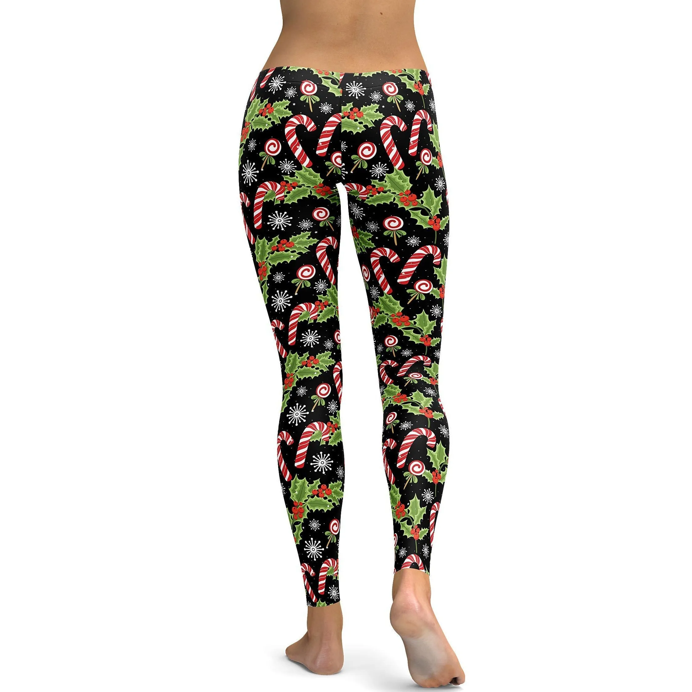 Holly Leaves with Berries Leggings