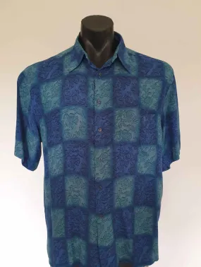 Italian Blue Rayon Shirt by Caserini - L