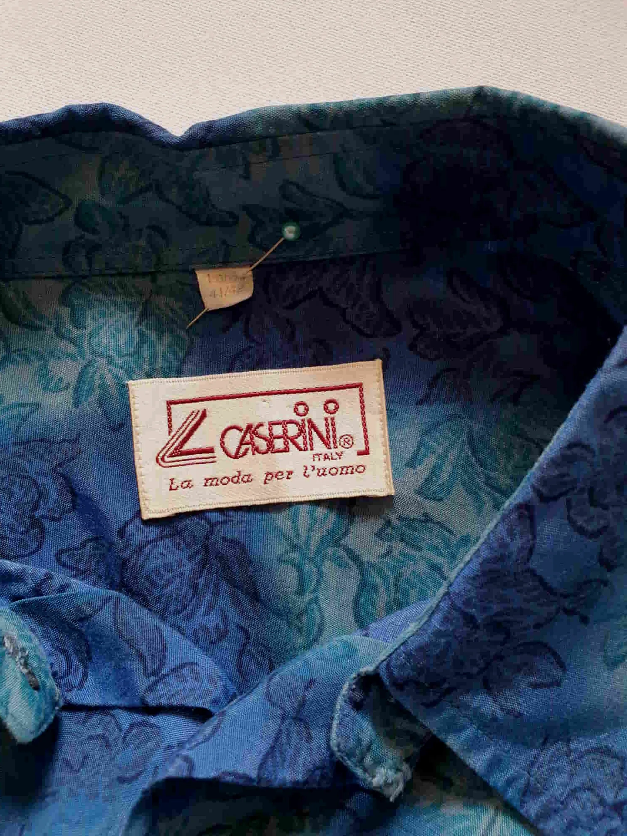 Italian Blue Rayon Shirt by Caserini - L