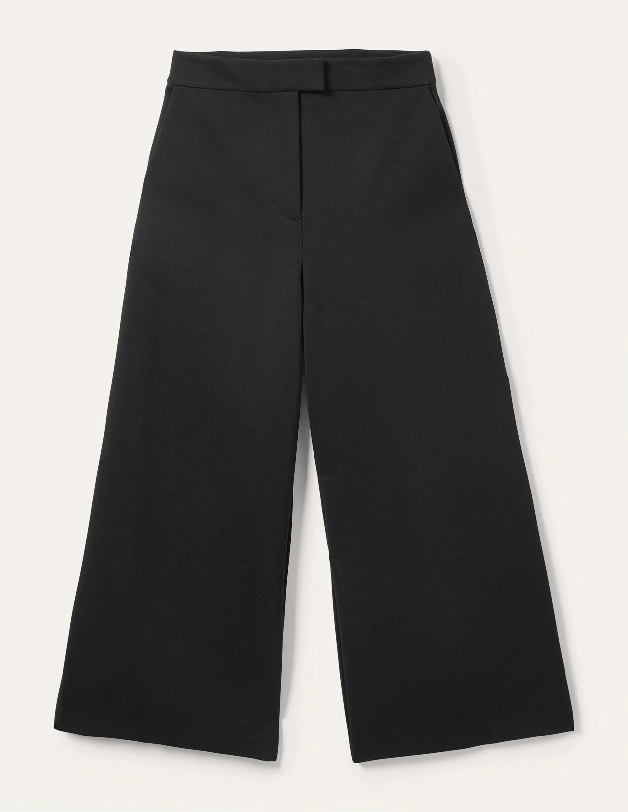 Jersey Wide Leg Culottes-Black