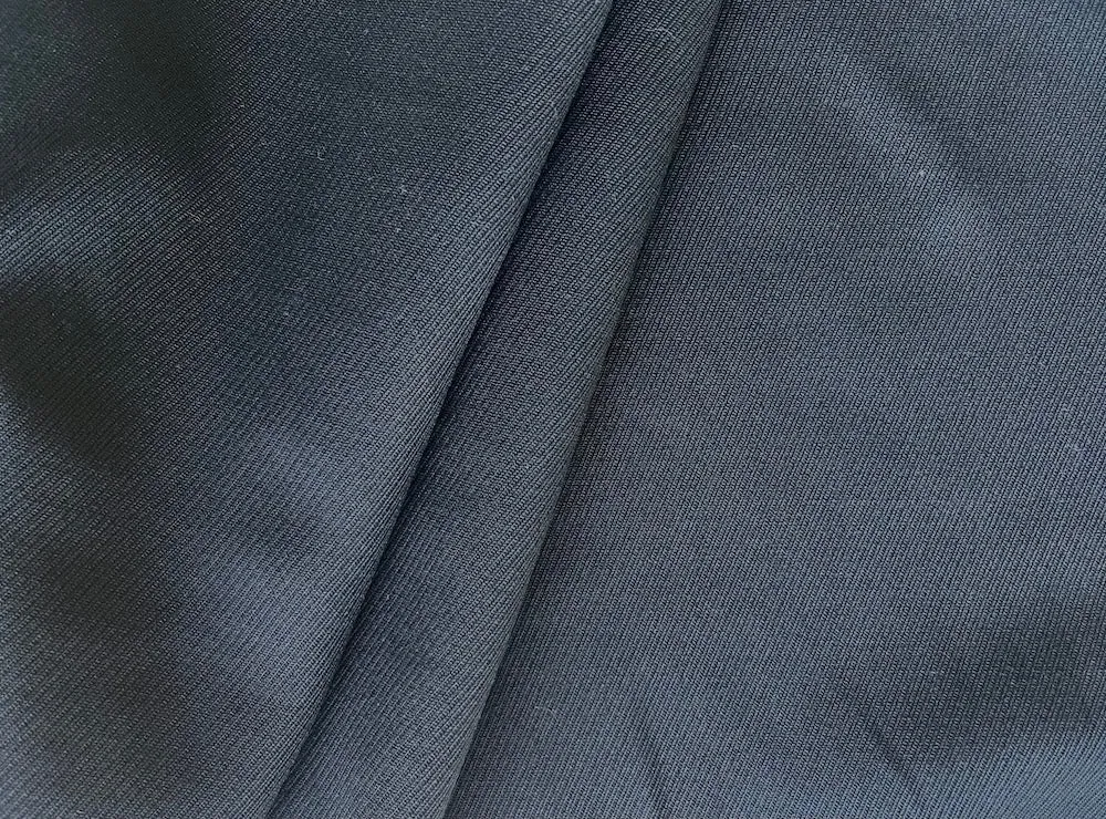 Jet Black Stretch Virgin Wool Cavalry Twill (Made in Italy)