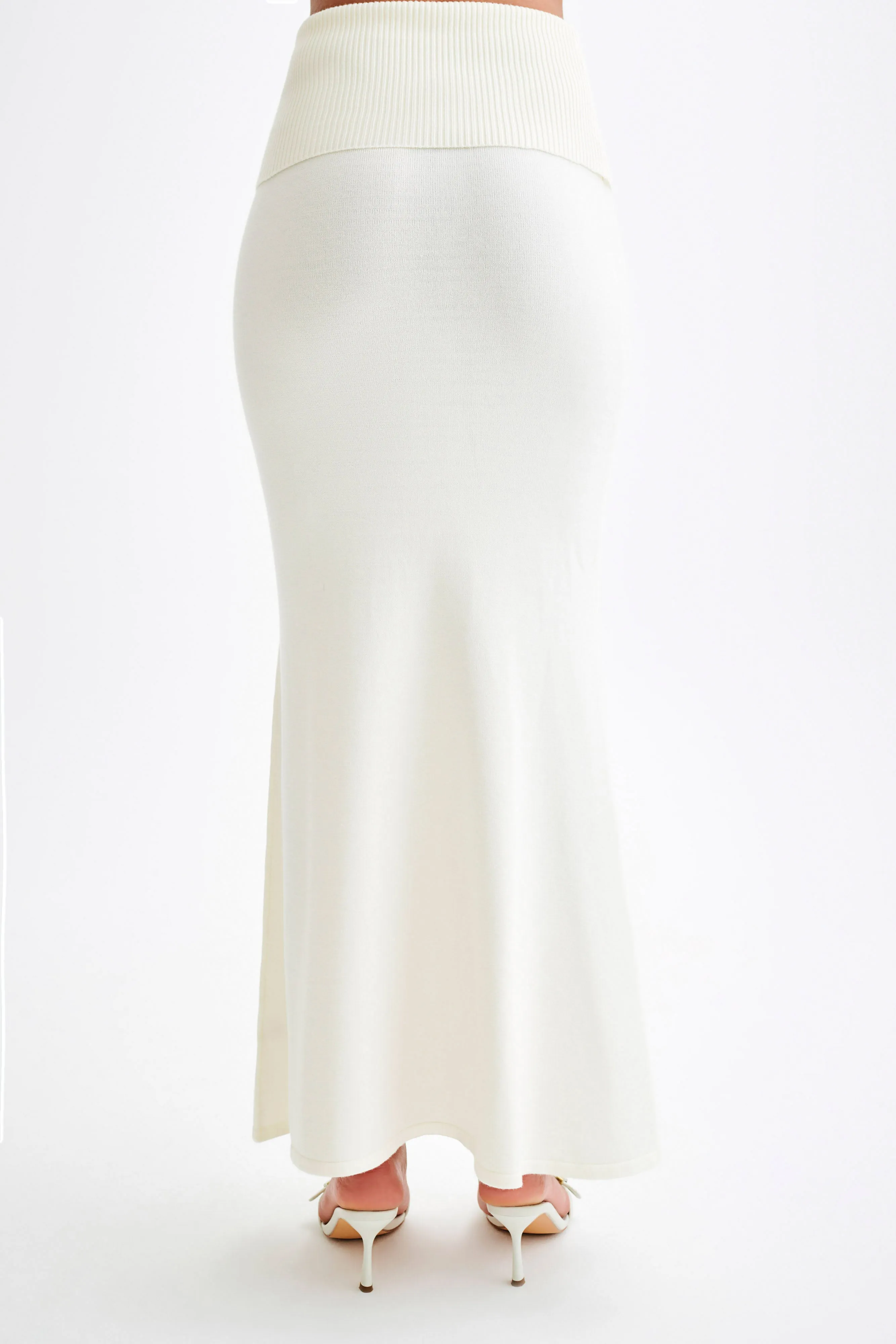 Karlie Knit Maxi Skirt With Ribbed Waist - Ivory