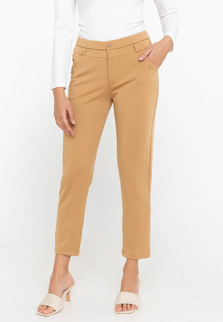 Krizia Cotton Blend Hight Waist Side Pocket Pants