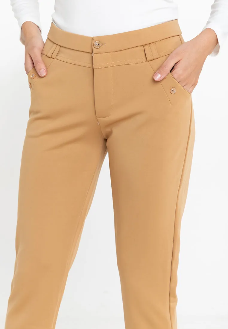 Krizia Cotton Blend Hight Waist Side Pocket Pants