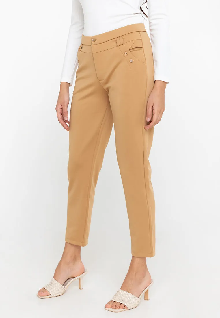 Krizia Cotton Blend Hight Waist Side Pocket Pants