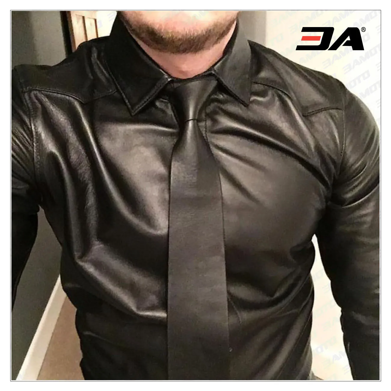 Leather Sleeve Shirt