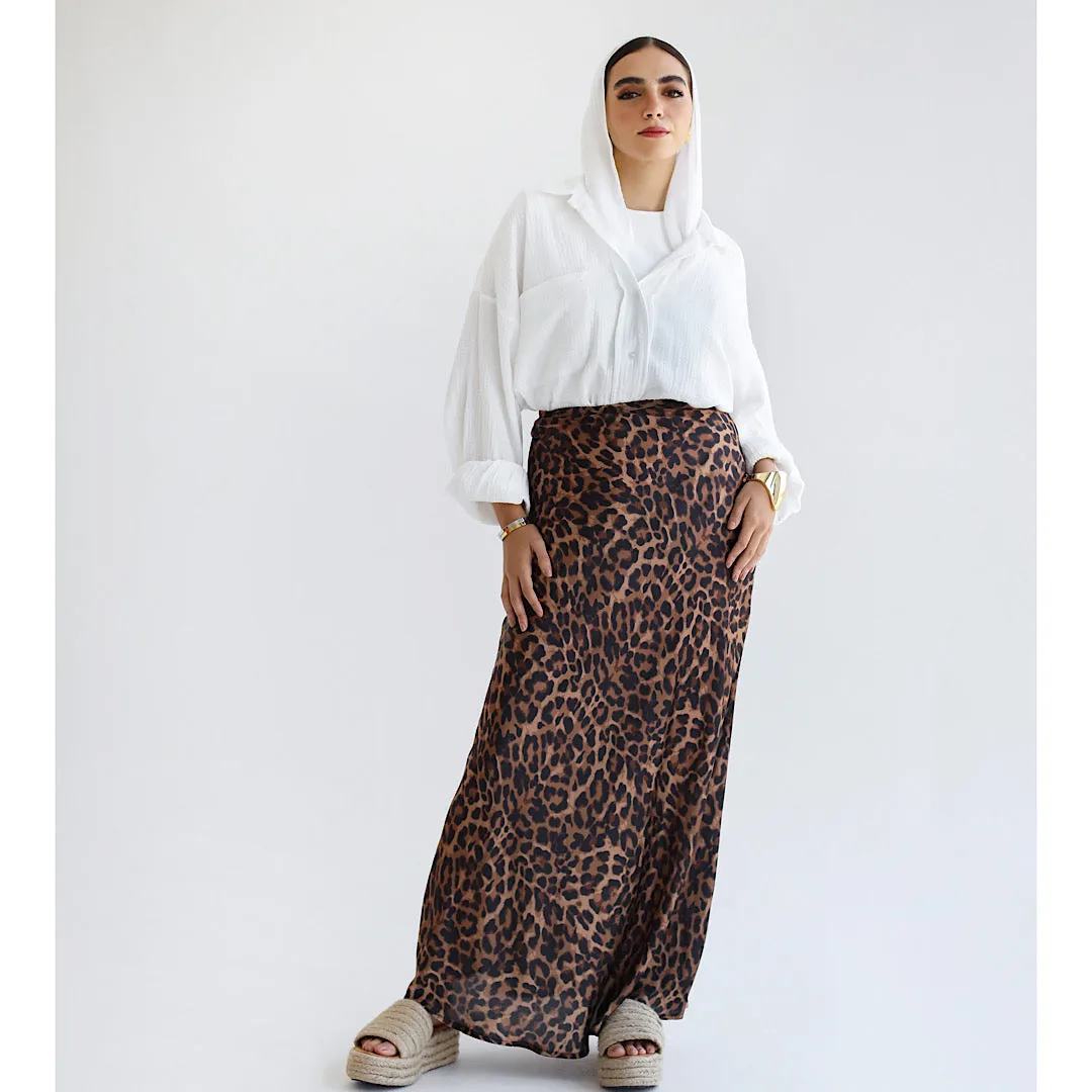 Leopard print maxi skirt