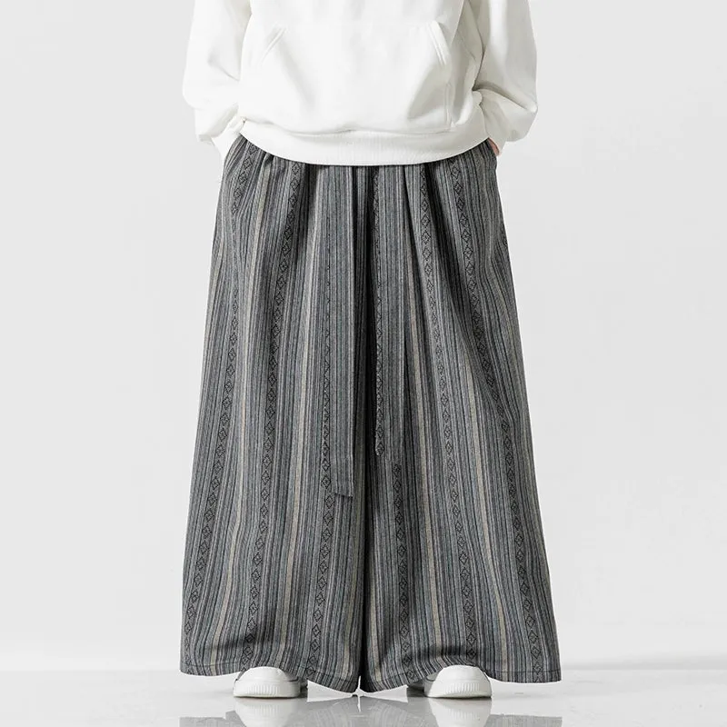 Loose Culottes Harem Stripe Casual Pants