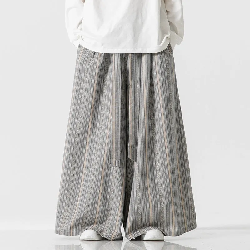 Loose Culottes Harem Stripe Casual Pants