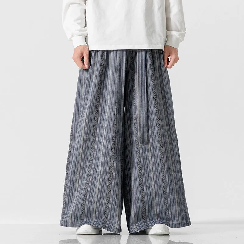 Loose Culottes Harem Stripe Casual Pants