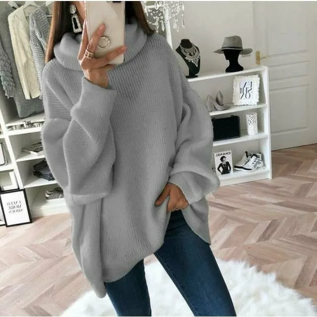 Loose Turtleneck Solid Sweater