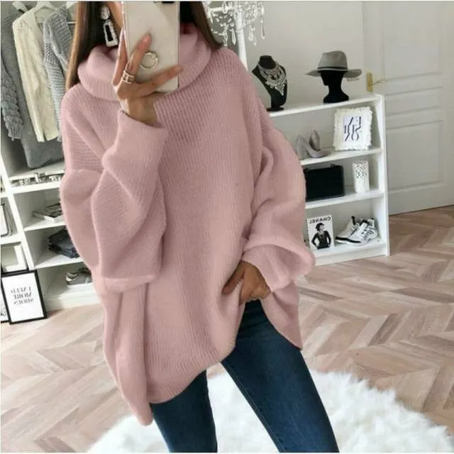 Loose Turtleneck Solid Sweater