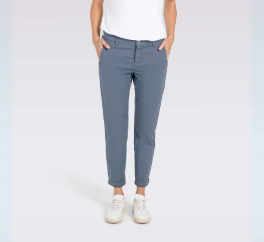 MAC JEANS - Turn Up Chinos in Grey Blue