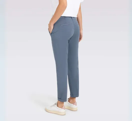 MAC JEANS - Turn Up Chinos in Grey Blue