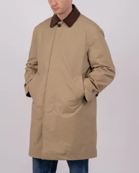 Mens Beige Waxed Canvas Overcoat