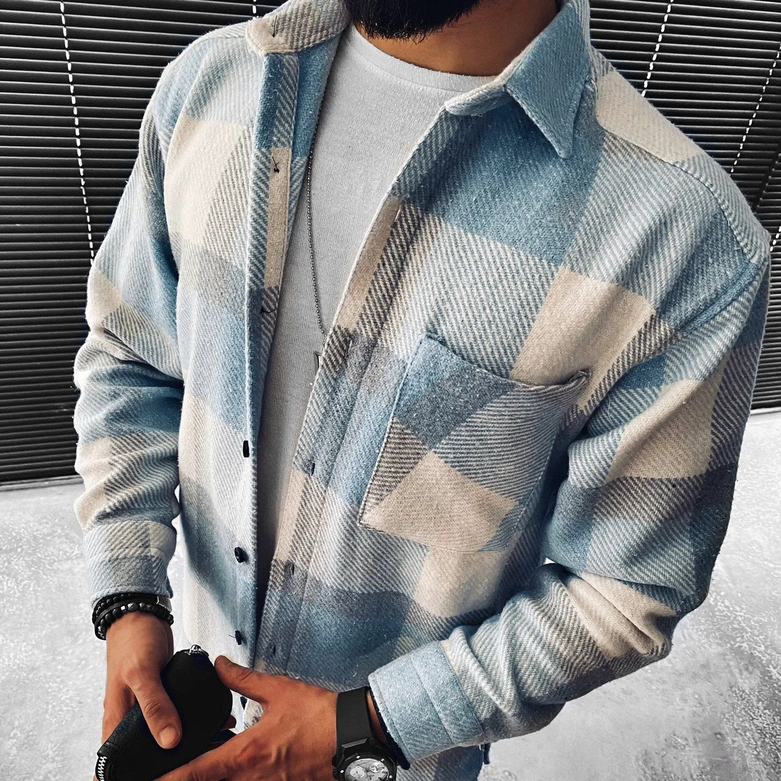 Men's long sleeve check shirt - perfect for casual or winter wear