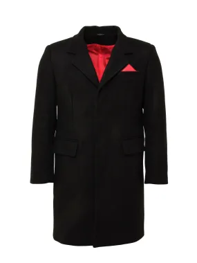 Mens Overcoat in Wool - Black