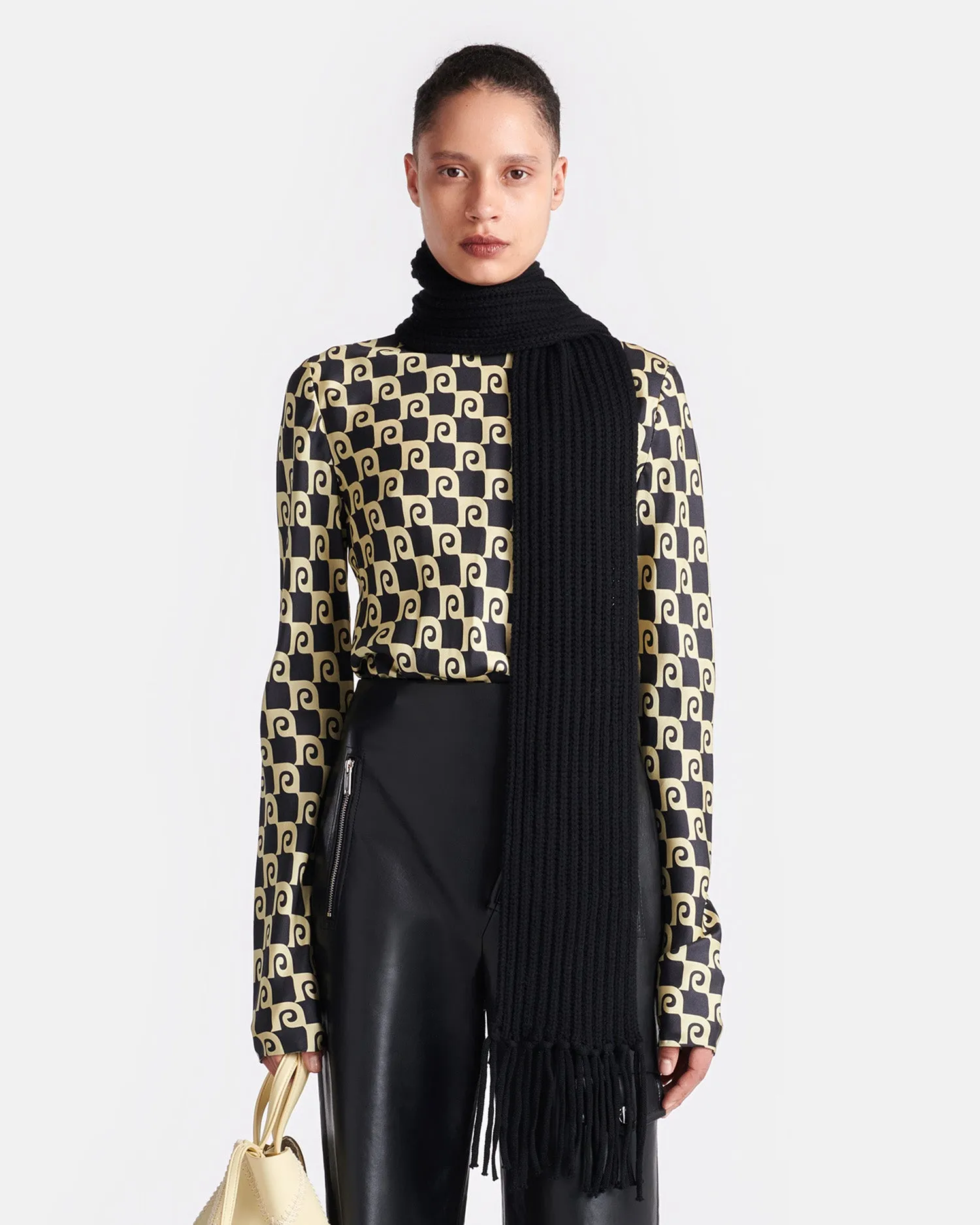 Mikela - Printed Silk-Twill Turtleneck Top - Diamond Check