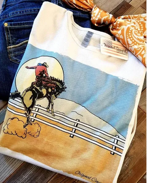 Original Cowgirl Clothing T-Shirts: Thermal Moonlight Cowboy