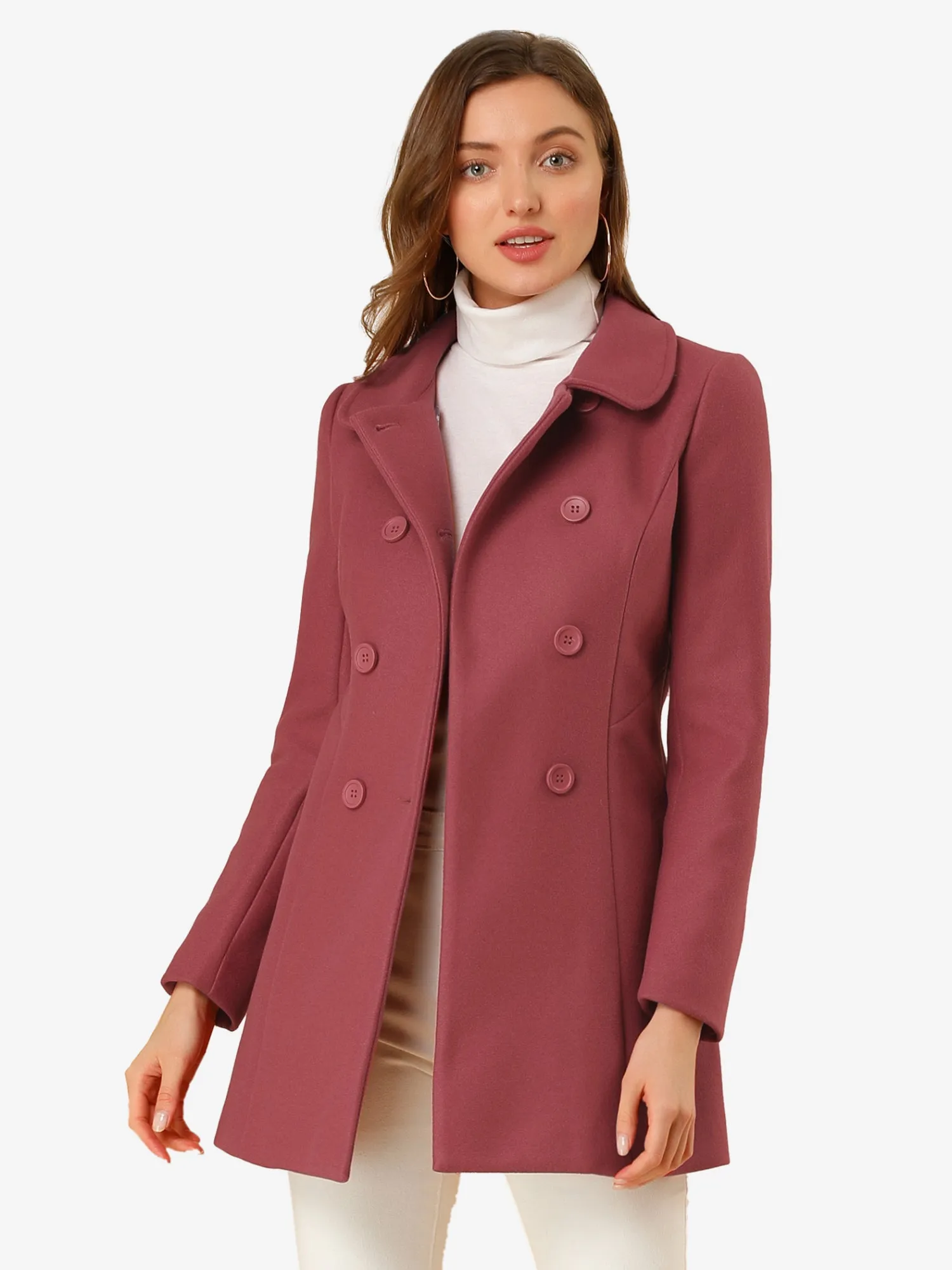 Peter Pan Collar Double Breasted Winter Long Trench Pea Coat