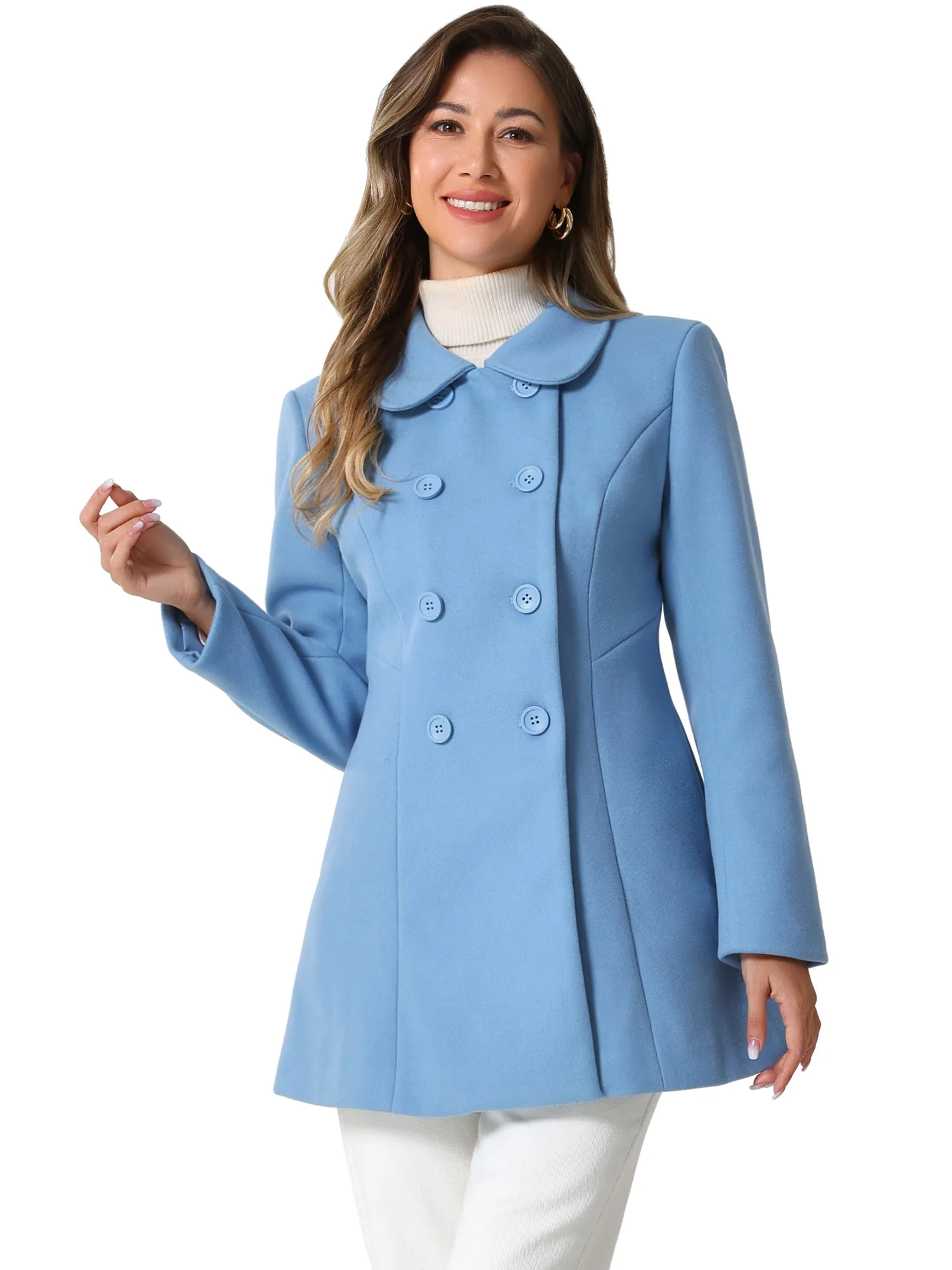 Peter Pan Collar Double Breasted Winter Long Trench Pea Coat