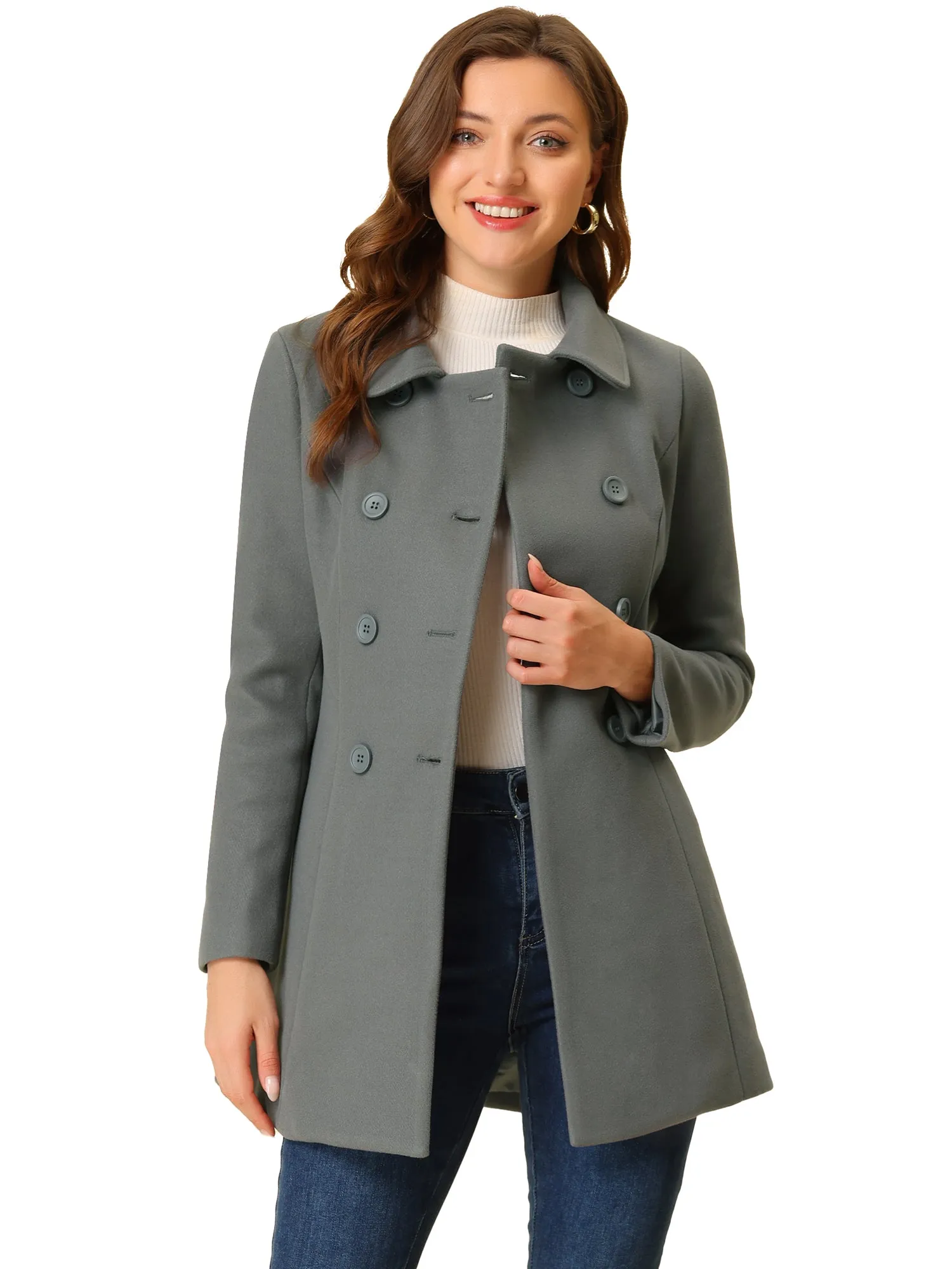 Peter Pan Collar Double Breasted Winter Long Trench Pea Coat