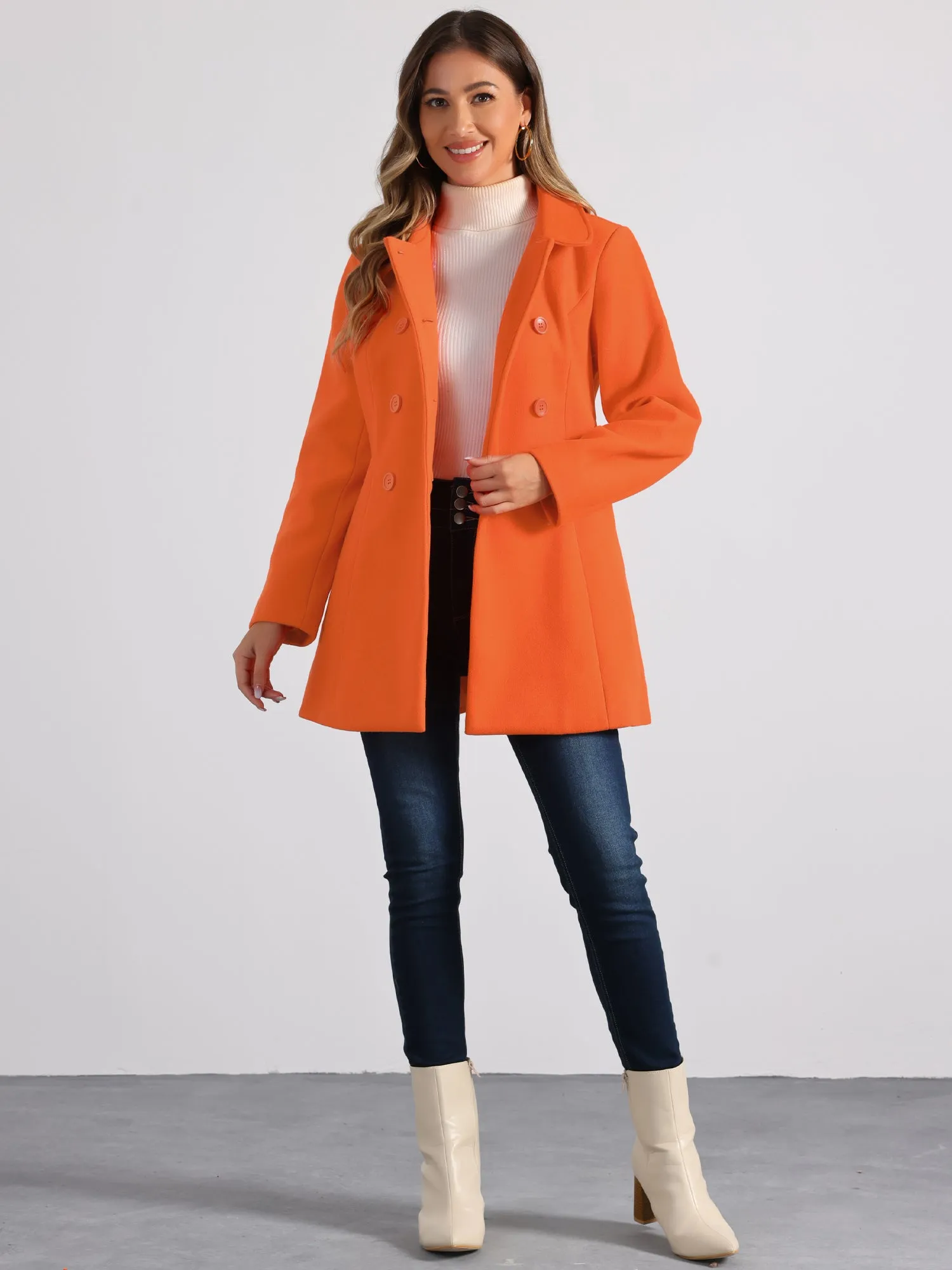 Peter Pan Collar Double Breasted Winter Long Trench Pea Coat