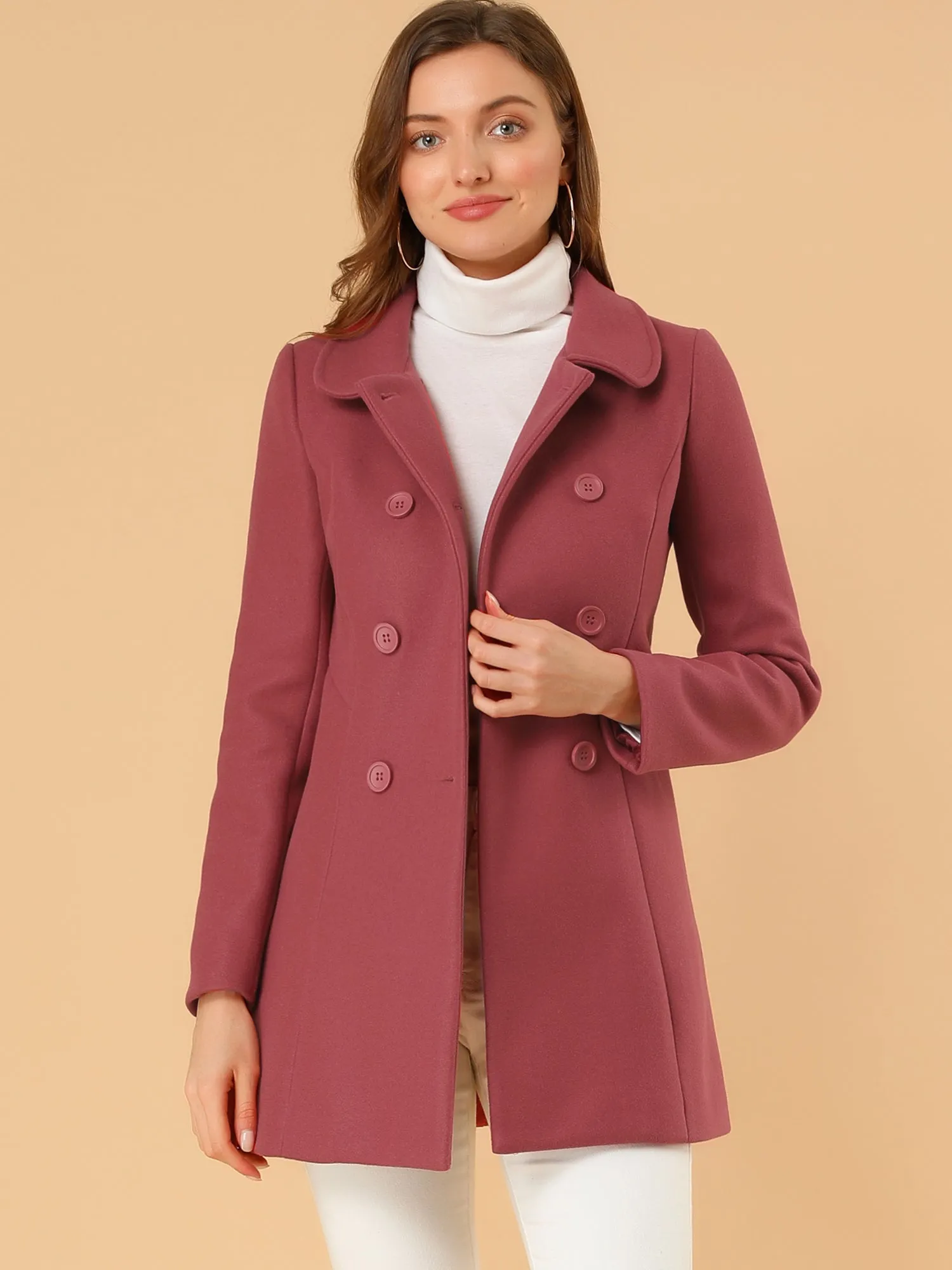 Peter Pan Collar Double Breasted Winter Long Trench Pea Coat