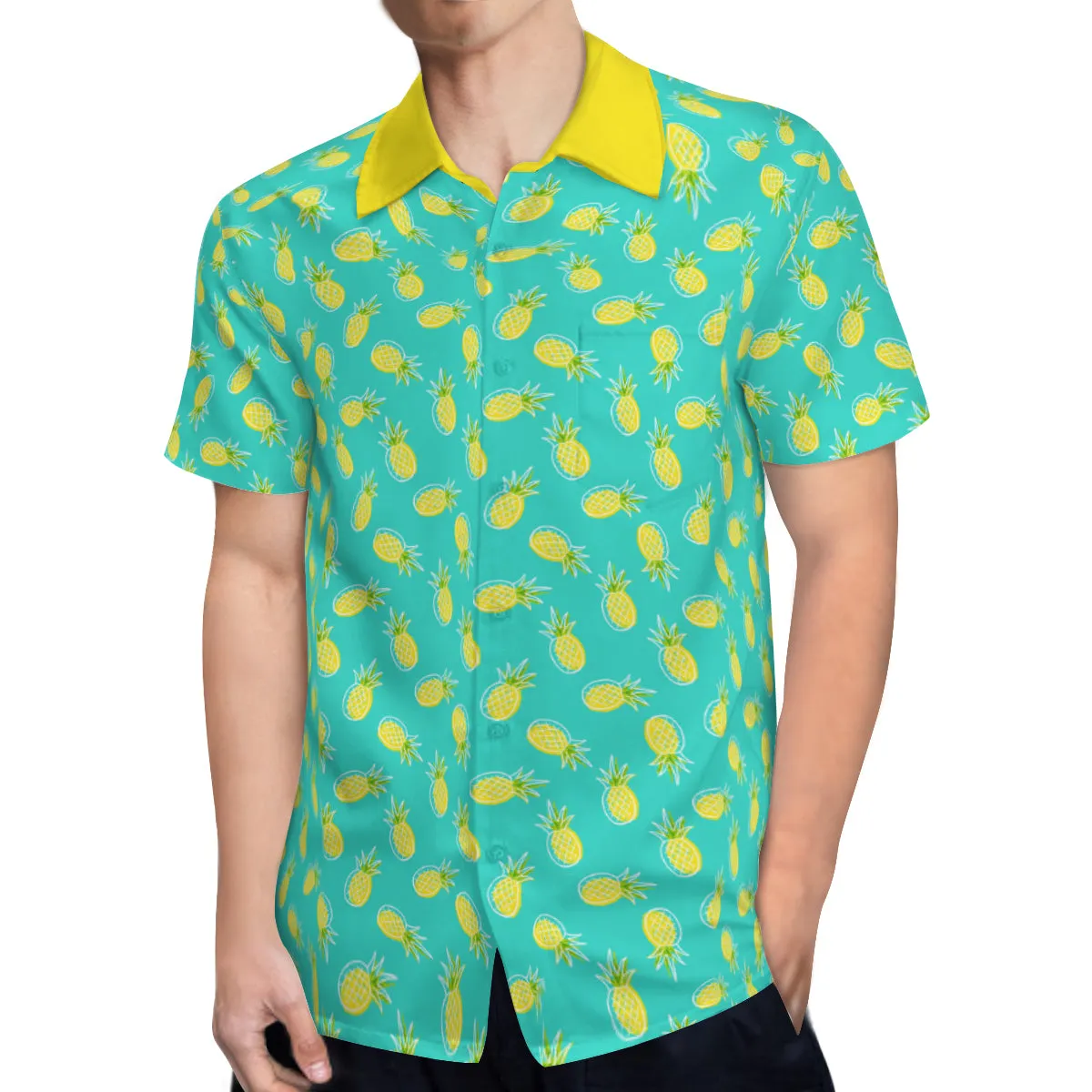 Pineapple Shirt Men, Tropical Shirt Men,Retro Hawaiian Shirt Men,Turquoise Shirt Men, 60s Style Top,Retro Shirt,Vintage Style Pineapple Top