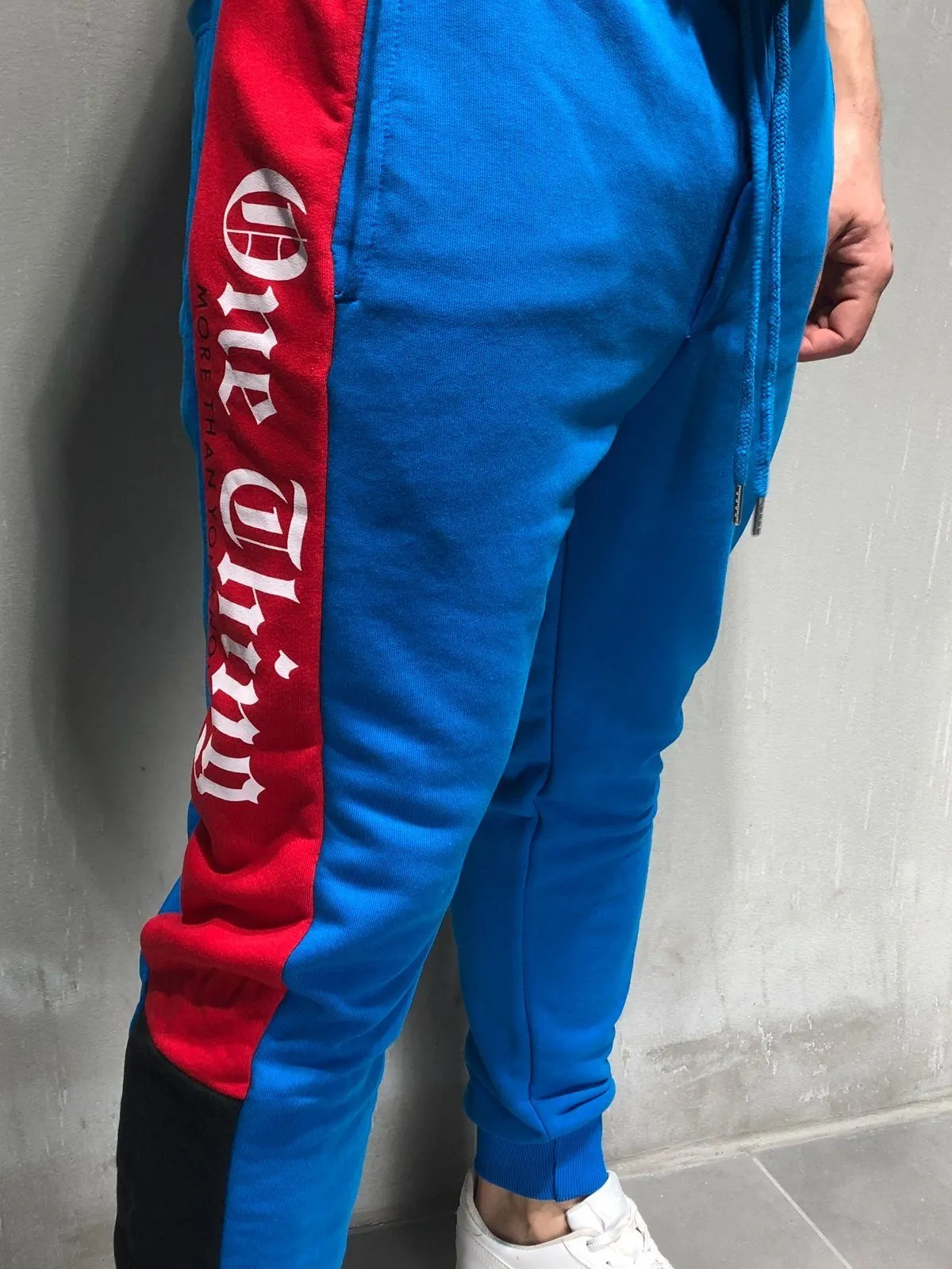 Plain Sweatpants Side Stripes - Blue