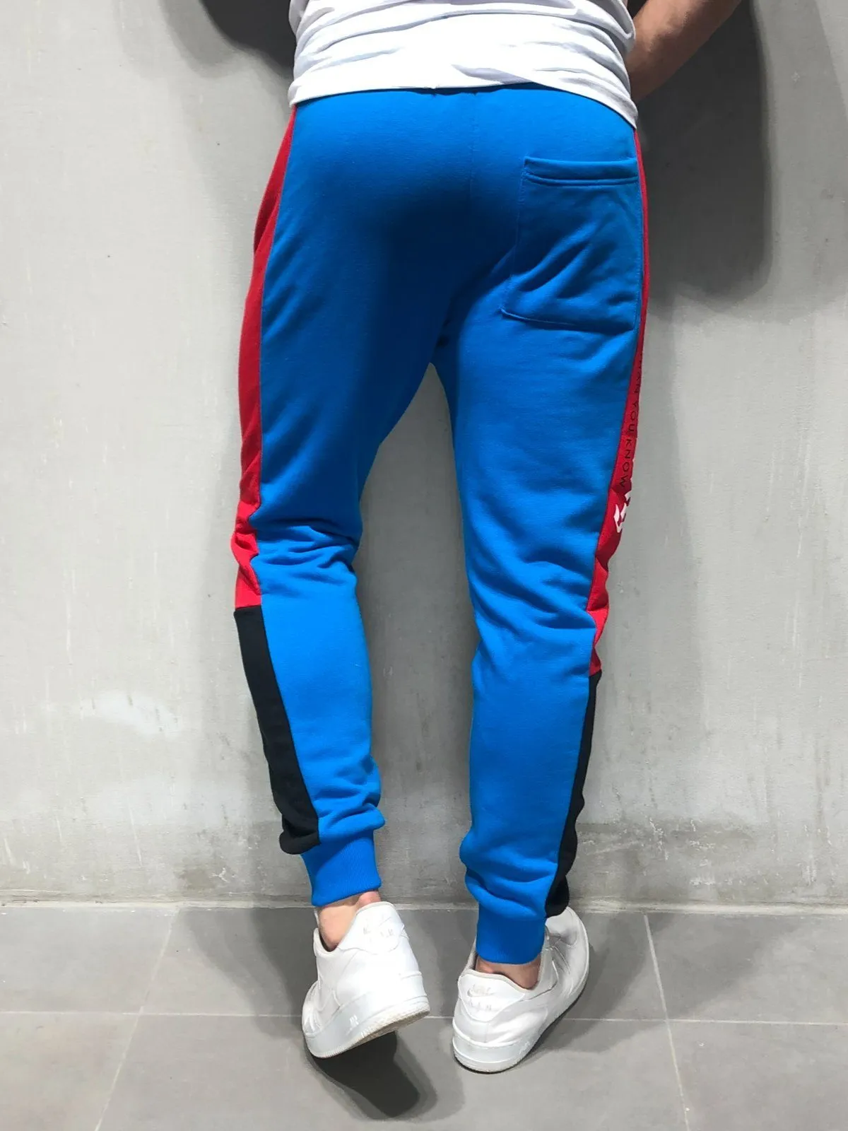 Plain Sweatpants Side Stripes - Blue