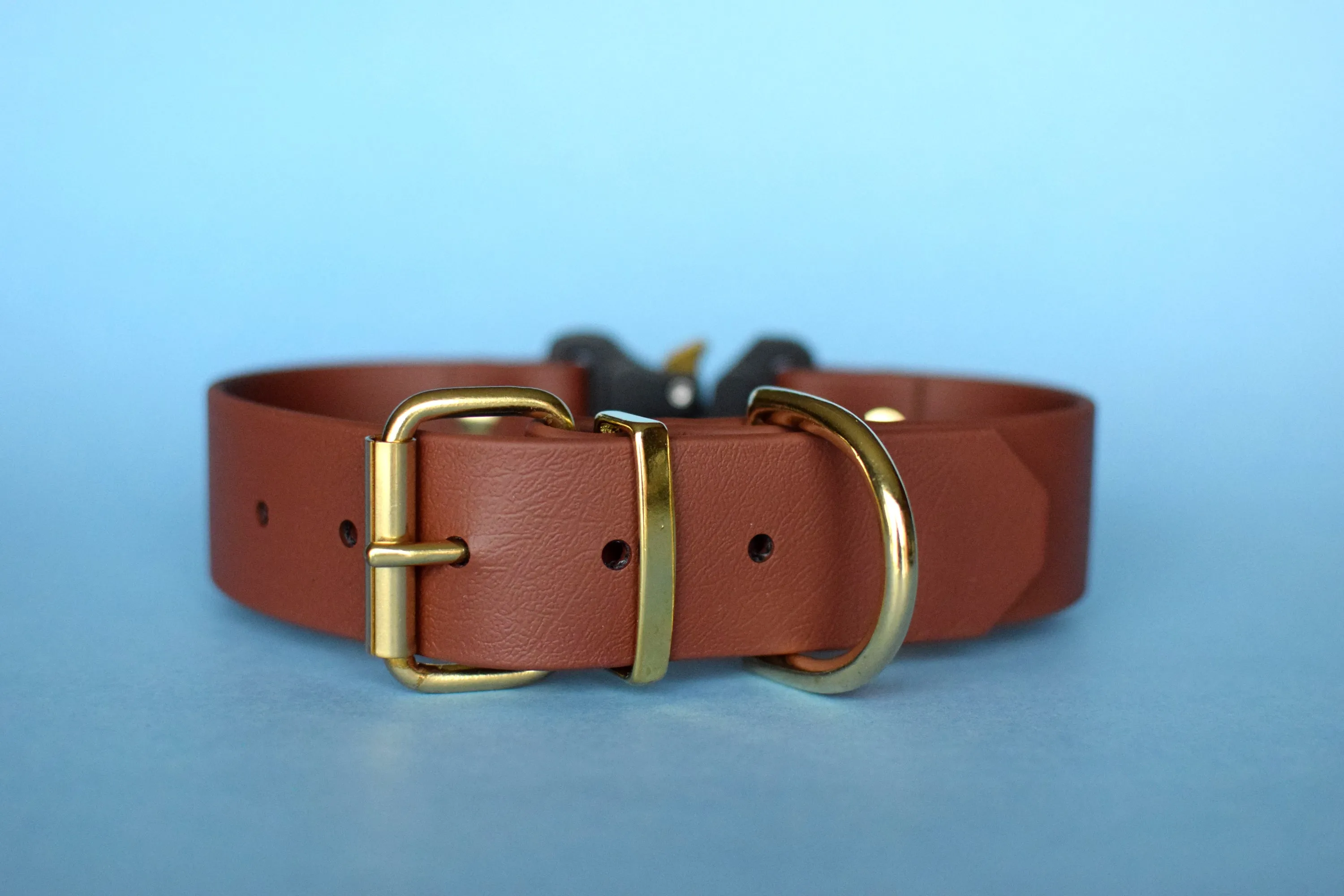 PREMADE COLLECTION - Medium Brown & Brass Biothane Dog Collar