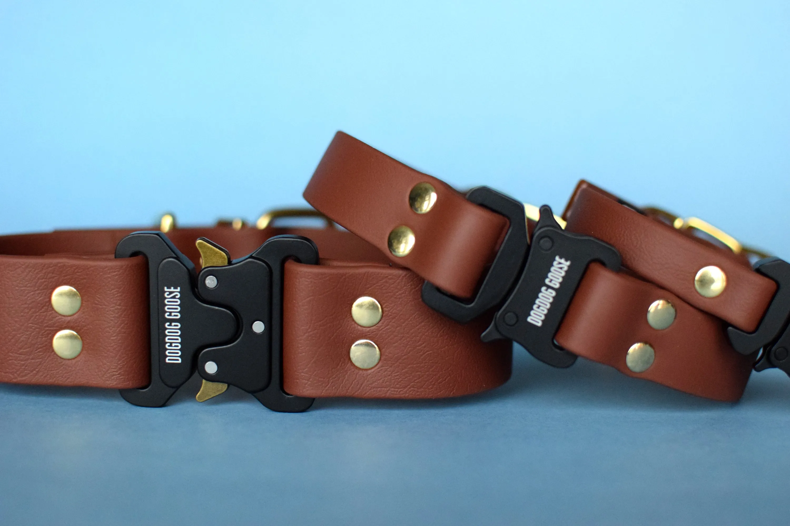 PREMADE COLLECTION - Medium Brown & Brass Biothane Dog Collar