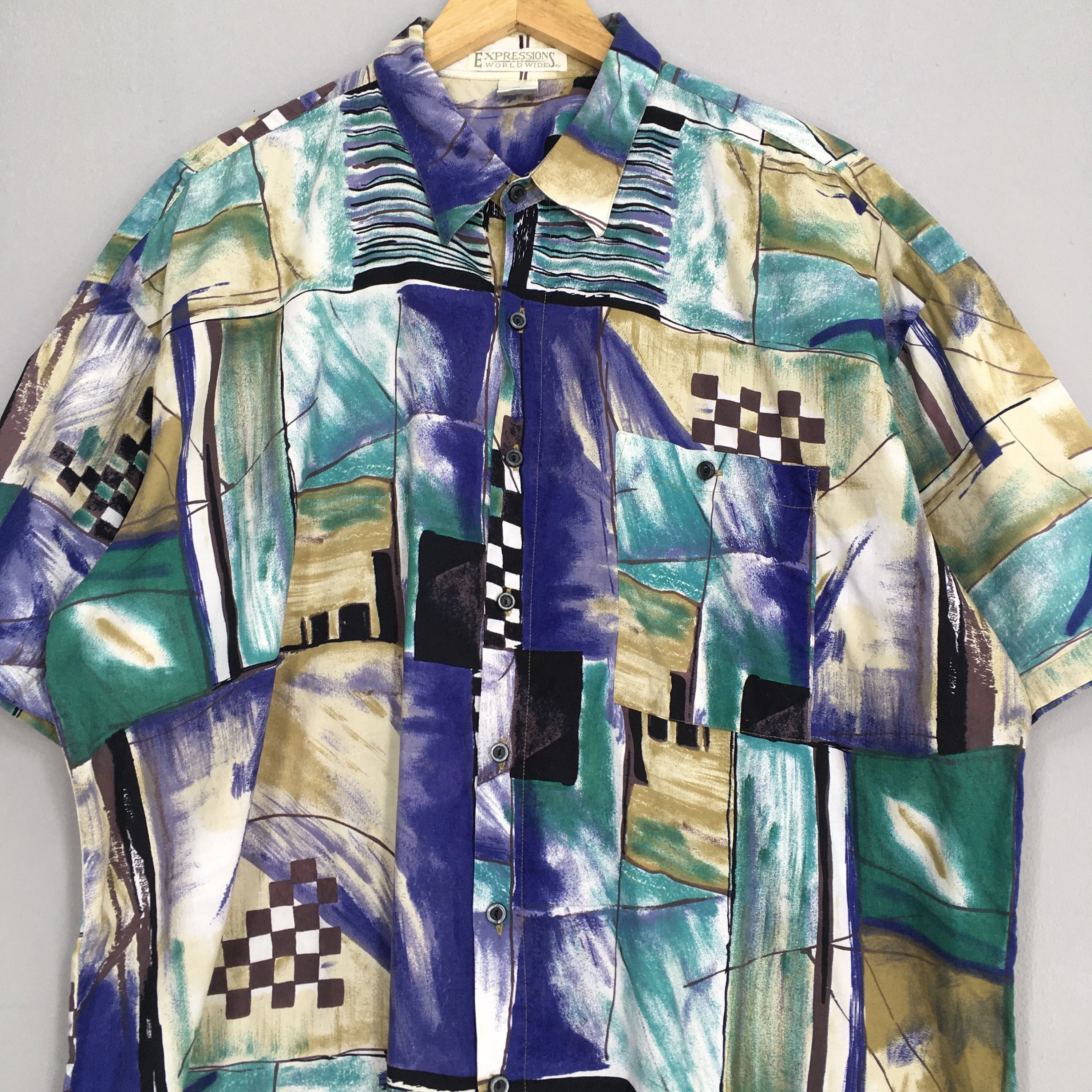 Psychedelic Hawaiian Aloha Cotton Shirt XLarge