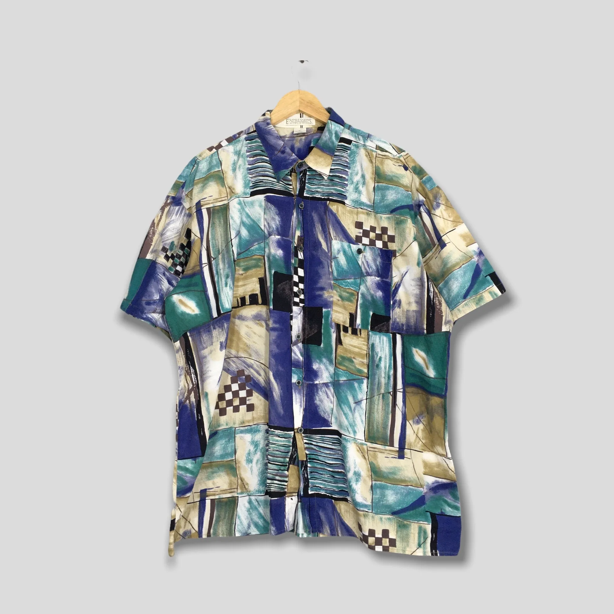 Psychedelic Hawaiian Aloha Cotton Shirt XLarge