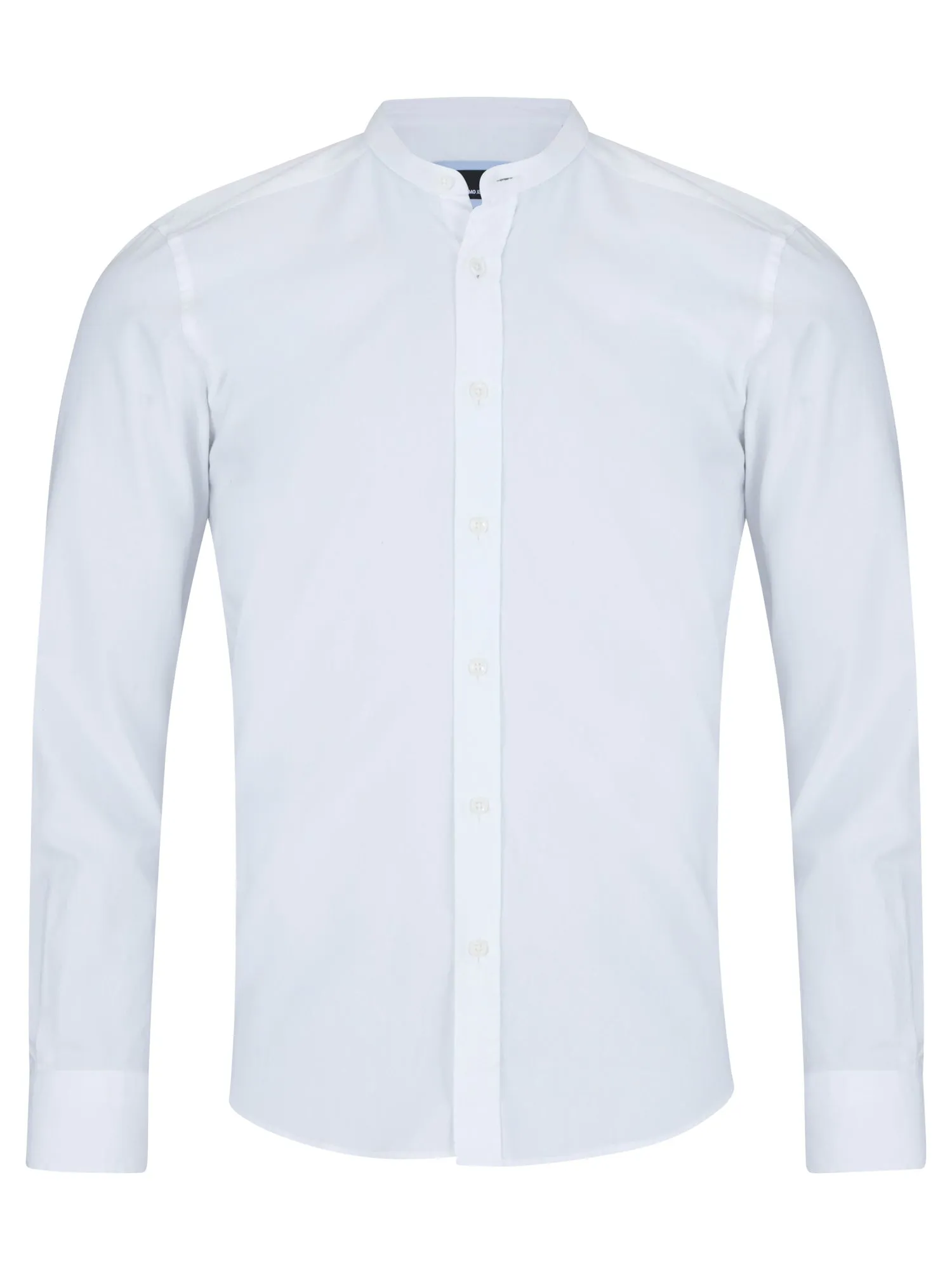 Remus Uomo Regular Fit Oxford Shirt With Grandfather Collar - White