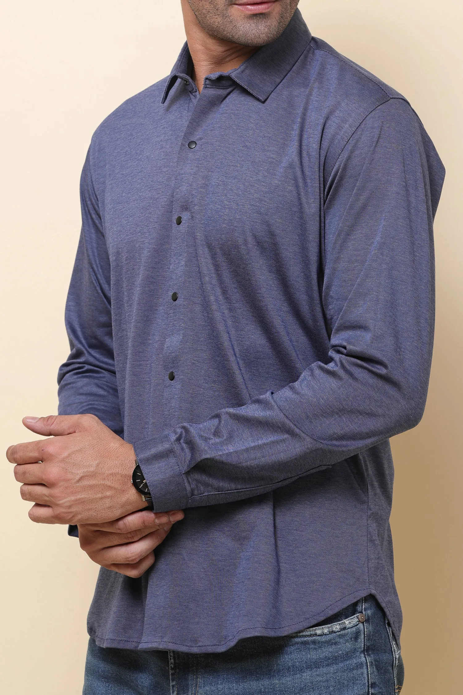 Satin Lycara Blue Full Sleeve Shirt for Men