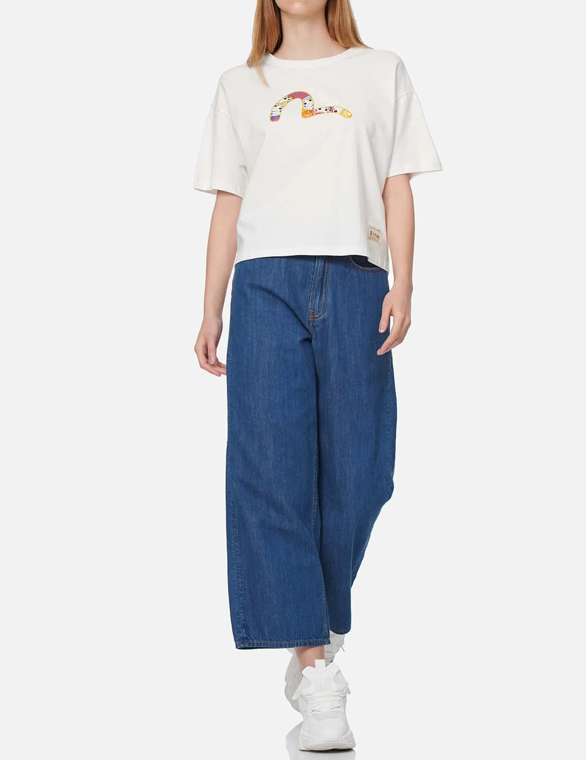 Seagull Embroidered Denim Culottes