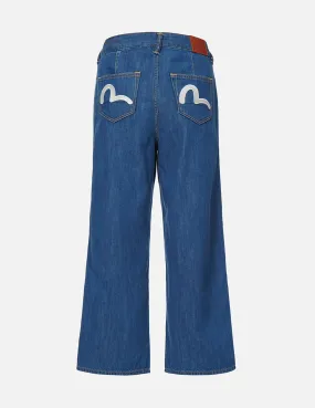 Seagull Embroidered Denim Culottes