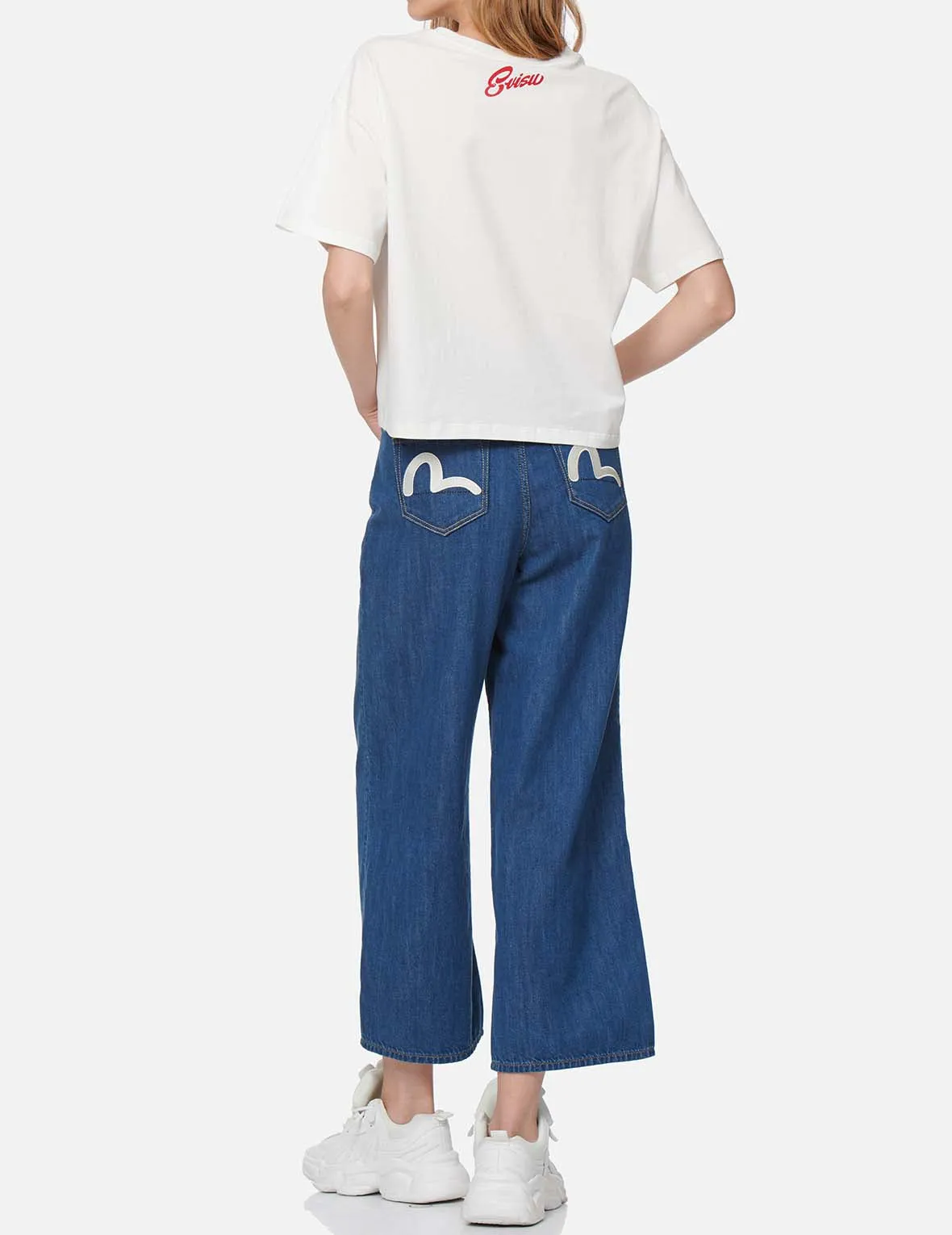 Seagull Embroidered Denim Culottes