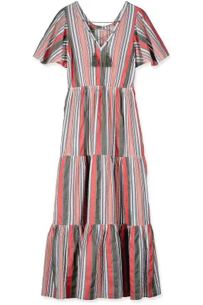 Seersucker Stripe Maxi Dress in Multi