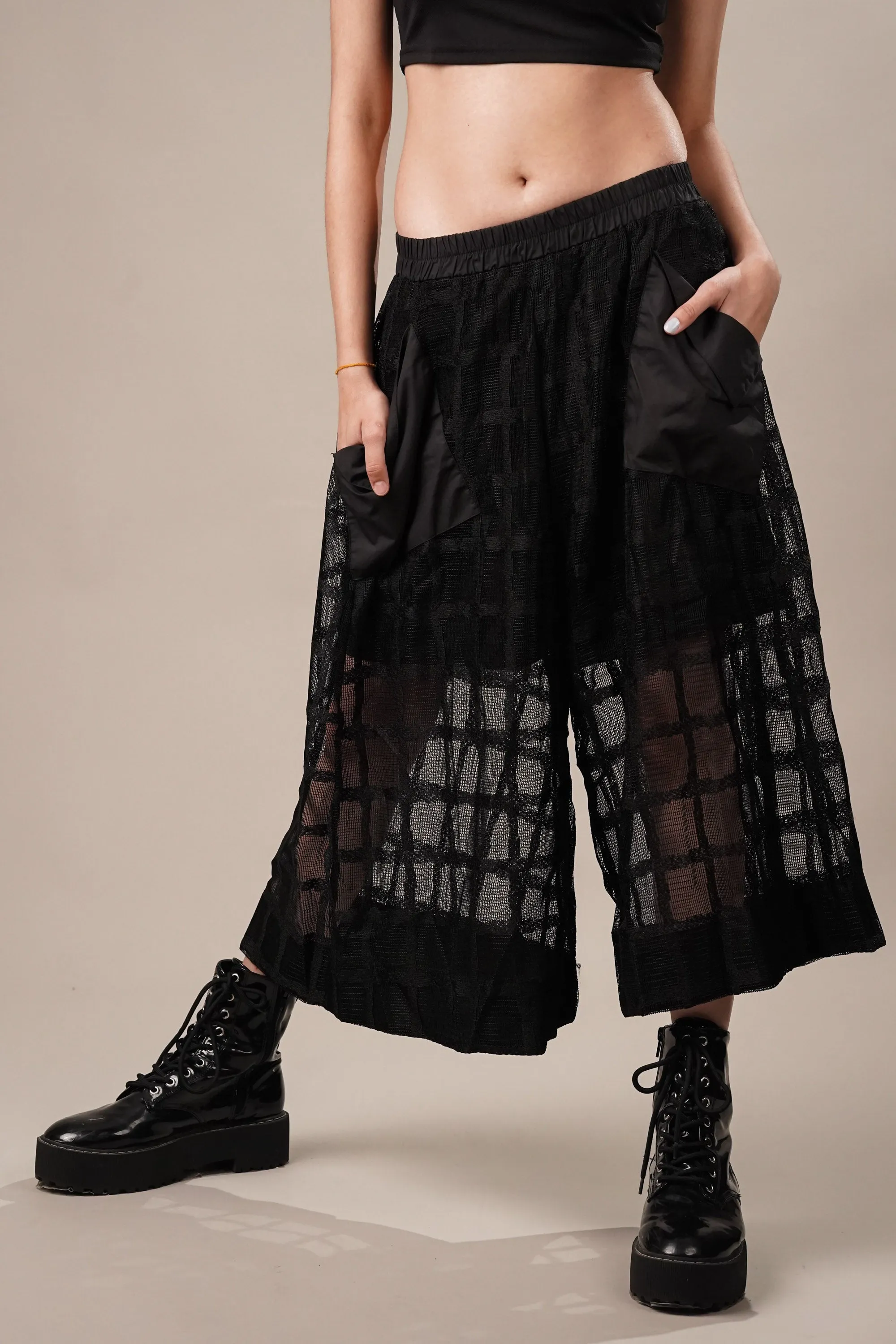 Sheer Net Black Culottes