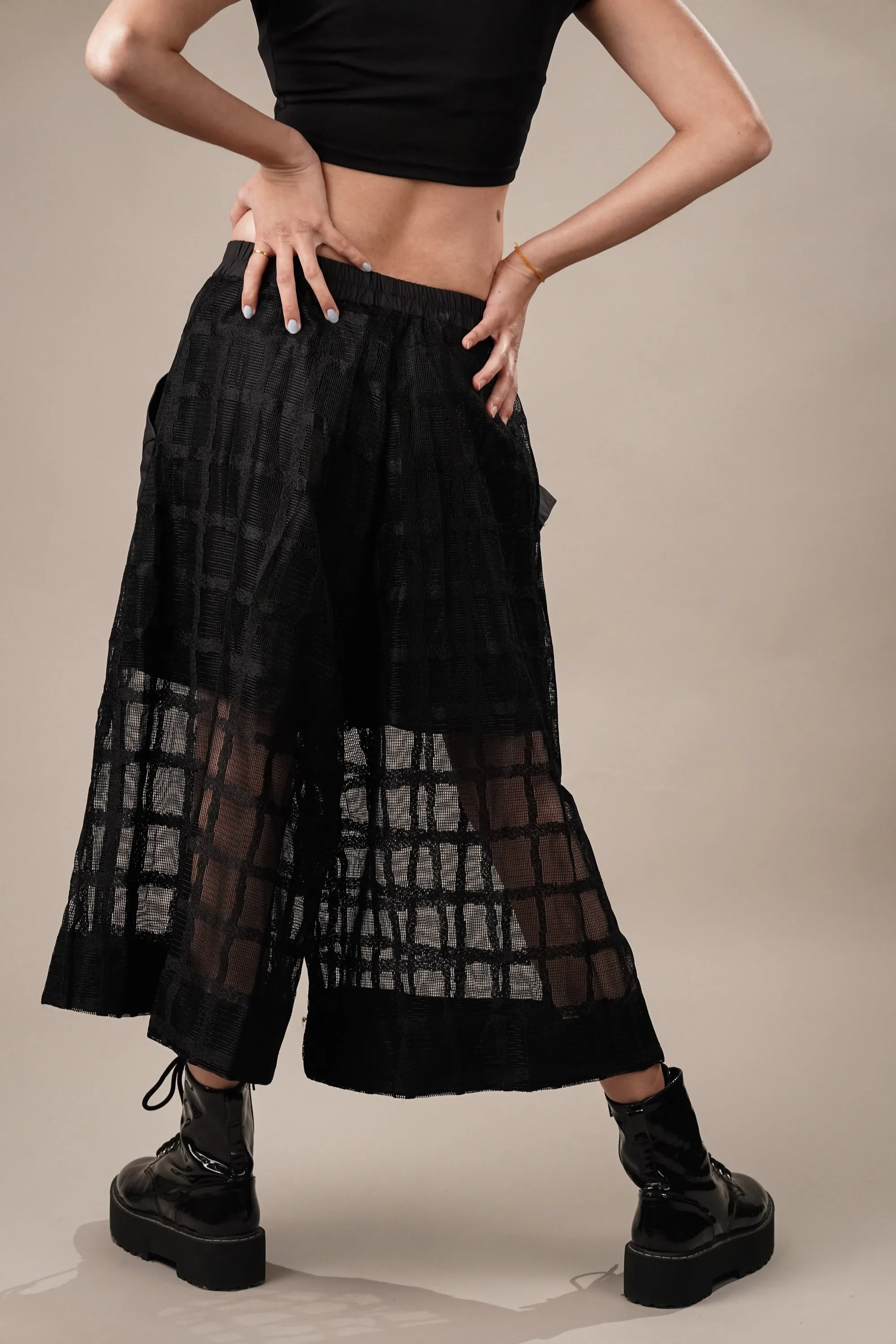 Sheer Net Black Culottes