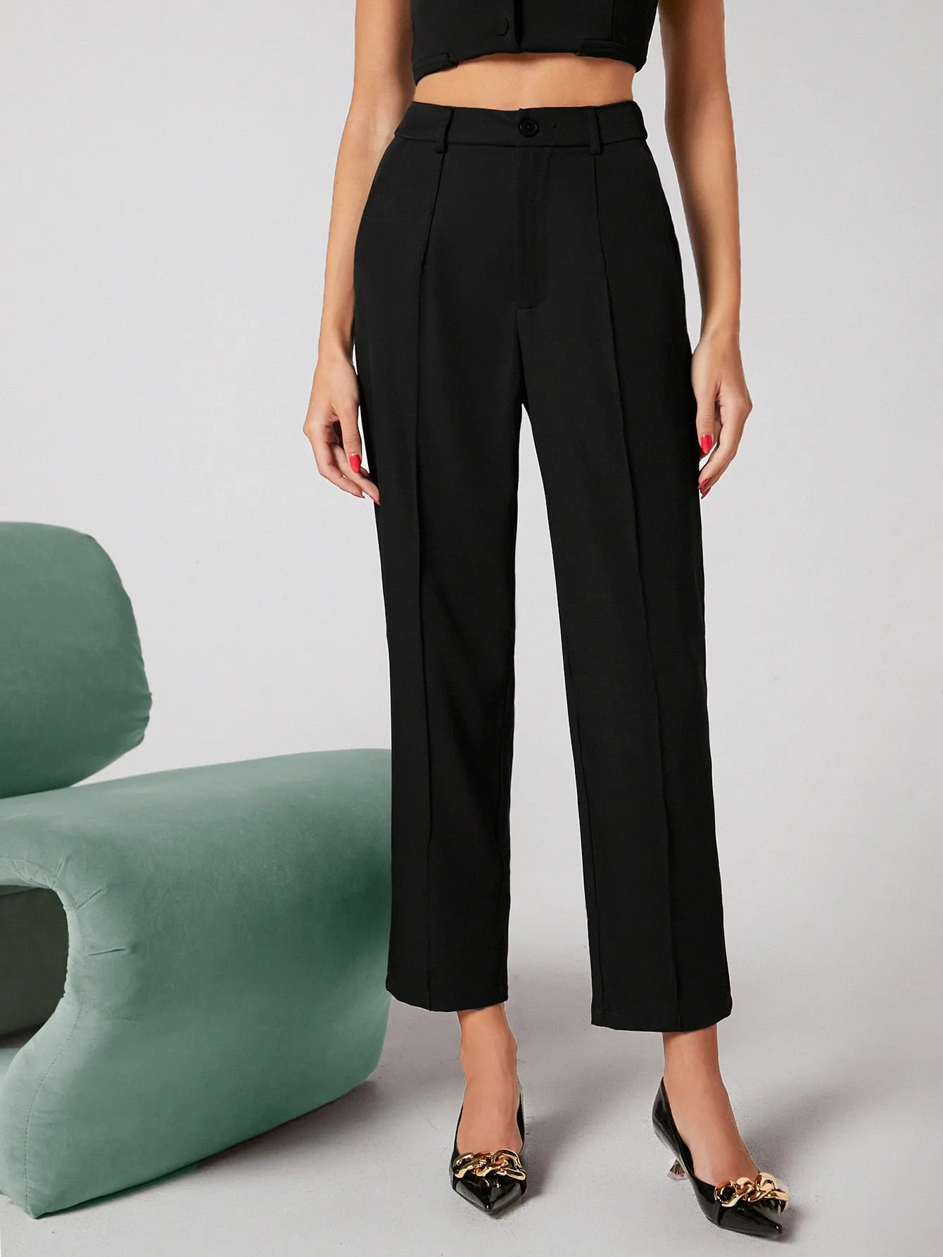 SHEIN BIZwear Solid Tailored Pants Workwear