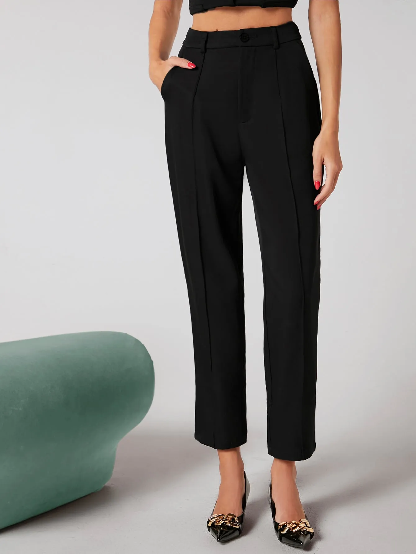 SHEIN BIZwear Solid Tailored Pants Workwear