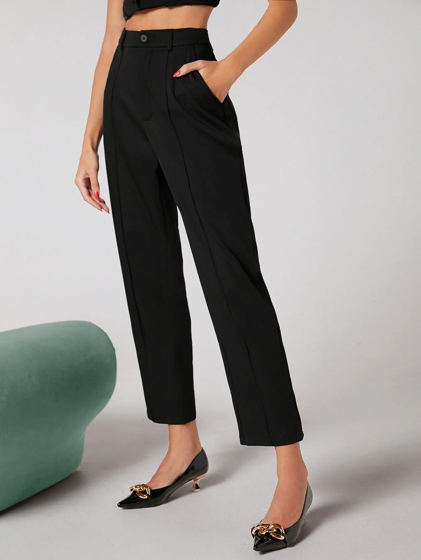 SHEIN BIZwear Solid Tailored Pants Workwear