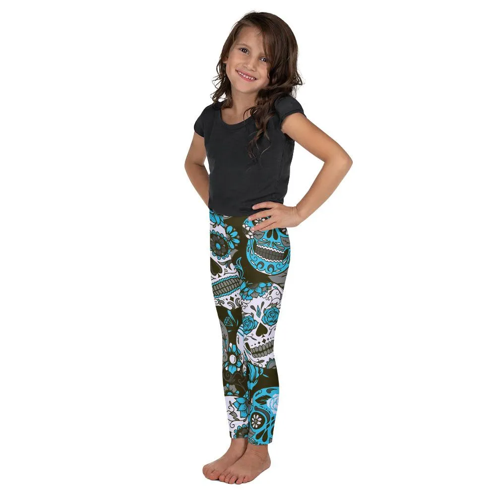 Sky Blue Sugar Skull Kid's Leggings